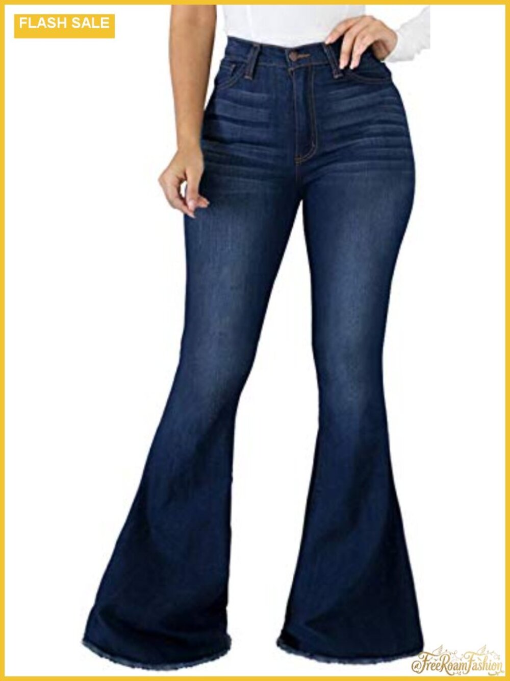 High Waist Flared Bell Bottom Jeans Women Skinny Denim Pants Stretchy Wide Leg